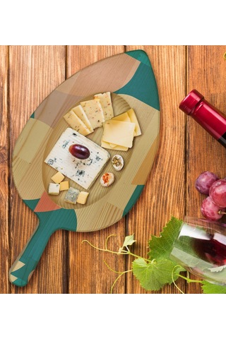 Bk Gift Modern Art Tasarımlı Yaprak Şeklinde Doğal Ahşap Servis Ve Sunum Tabağı Model 9
