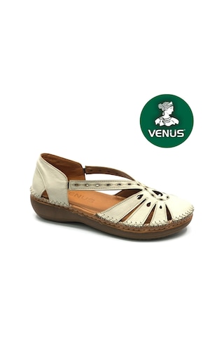 Venüs Sutnus Hakiki Deri Comfort Ortopedik Kadın Sandalet Bej