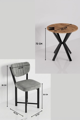 Elma Masa Seti Gri 70 Cm Sarı