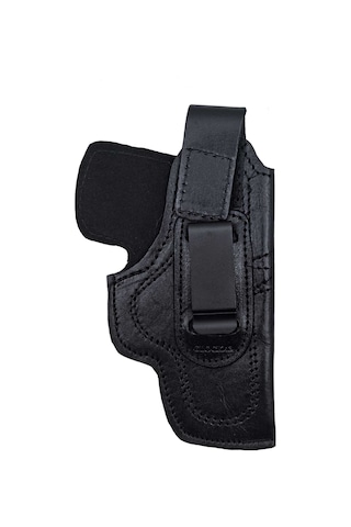 Glock 43 İçin Uyumlu Çorap Tipi Deri İç Kılıf Metal Maşalı Siyah