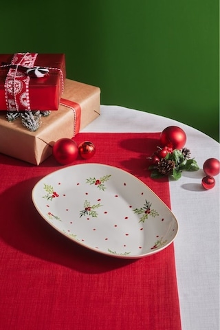 Karaca New Year Yılbaşı Kokina Oval Kayık Tabak 33 Cm