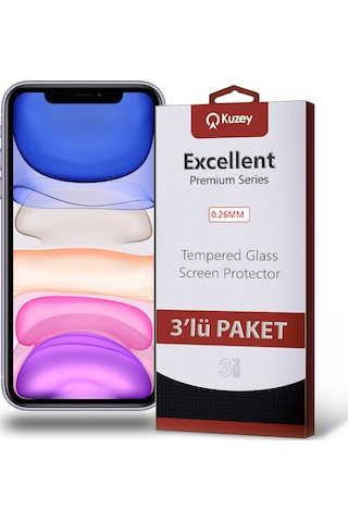 Apple Uyumlu iPhone 11 ile Kırılmaz Cam Ekran Koruyucu Ekonomik 3'lü Paket