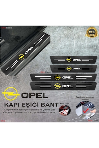 Opel Logolu Karbon Kapı Eşiği Koruyucu Suni Deri 4'lü