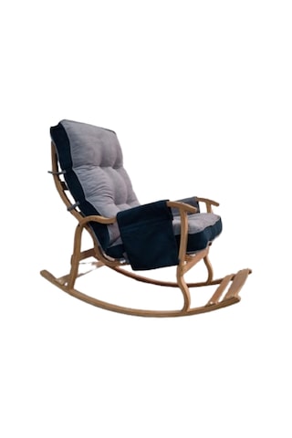 Enda Home Mosso Çift Minderli Ahşap Sallanan Sandalye Tv Baba Koltuğu Dinlenme Koltuğu Petrol Yeşili - Gri