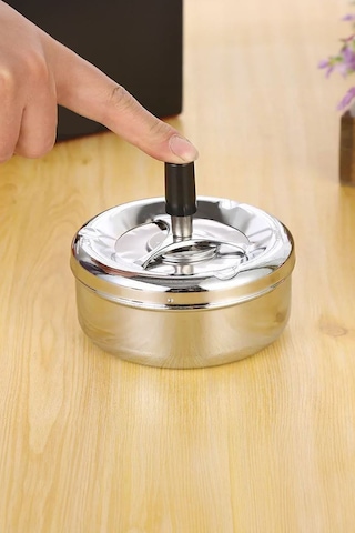 10 Adet Çelik 9 Cm Basmalı Kafe Restaurant Lokanta Yuvarlak Kül Tablası Küllük
