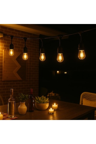 Ayt Ledx Kb00001 5 Li E27 Duy Sıralı 5 Metre Lamba Kablosu 5 Adet Duy İçerir Açık Hava Düğün Eğlence Alanı Aydınlatma