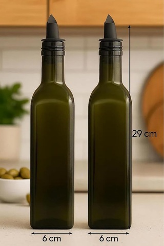 Verde 2'li Silikon Tıpalı Cam Yağdanlık Seti 500 Ml Çok Renkli
