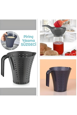 Pratik Plastik Pirinç Ve Kavanoz Süzgeçleri Gri