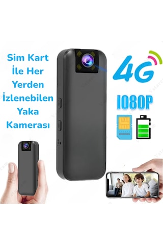 Sim Kartlı Yaka Kamerası Uzaktan İzlenebilir 4g Kamera