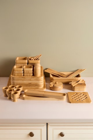 Rumeli Bambu 67 Parça 6 Kişilik Kahvaltı Takımı Kahverengı Kahverengi