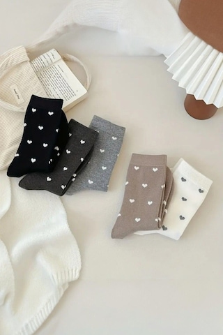 Kadın 5 Çift Premium Kalite Kalpli Tenis Çorap Çok Renkli ASORTİ