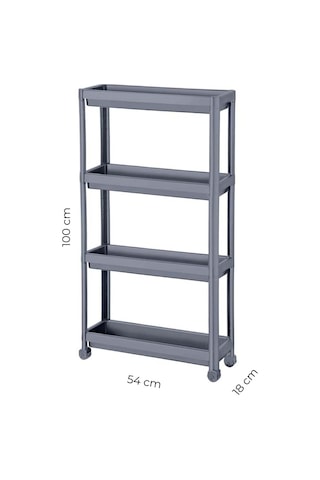 Slim 4 Katlı Tekerlekli Raf Ünitesi - Dar Alanlar İçin Mutfak Ve Banyo Organizer - Baharatlık Ve Havluluk Düzenleyi Çok Renkli
