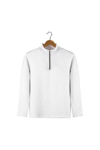 Terapi Men Erkek Beyaz Rahat Kalıp Yarım Fermuarlı Bato Yaka Basic Sweatshirt 21k-5200179-2 Beyaz