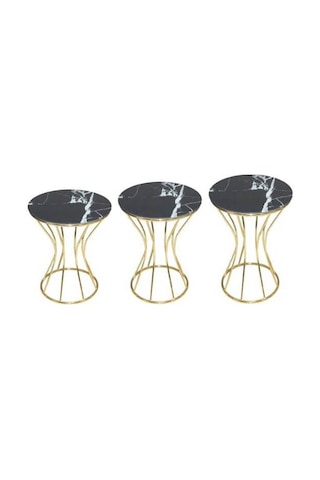 Brc Kum Saati Zigon Siyah Mermer Temper Cam Metal Transmisyon Çelik Gold Renk Kaplama El Yapım