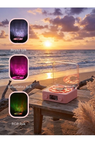 Waves Nostalji Plak Çalar Bluetooth Subwoofer 3d Ses Dalgası Retro Müzik Plak Çalar