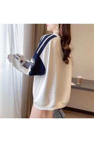 Novahub Yeşil Gevşek Dikiş Hoodie Kadın Yuvarlak Boyun Kadın Hoodies & Sweatshirt Sonbahar Kış Üstü Yeşil