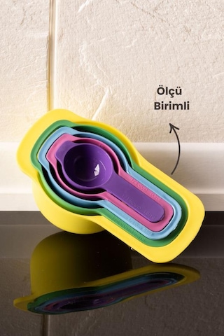 Easy Mix 7 Parça Mini Karıştırma Kabı Seti - Ölçü Kaşığı Seti Turuncu Turuncu