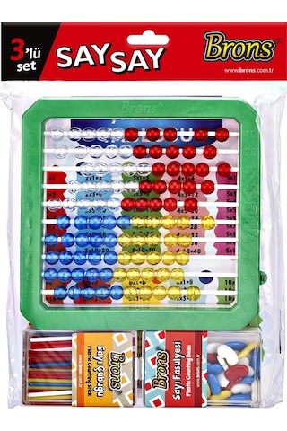 Brons 3'lü Say Say Set Mihsap, Sayı Çubuğu Ve Sayı Fasulyesi