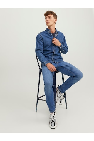 Jack & Jones Jack&jones Slim Fit Dar Paça Mavi Erkek Kot Pantolon 12243592 001