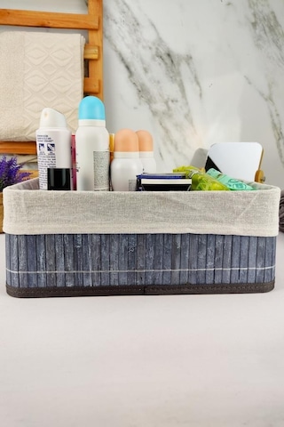Digithome Bambu Çok Amaçlı Saklama Kutusu Düzenleyici Büyük Boy Organizer Gri 33x23x12 Cm - Cl-6005-2