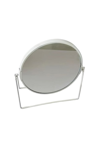 Masa Üstü 15 Cm 2x Büyüteçli Çift Taraflı 360 Dönen Metal Masa Aynası Mt167by Beyaz