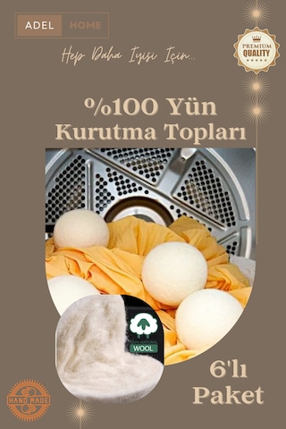 Adel Home Kurutma Topları, Çamaşır Kurutma Topları 6'lı Paket