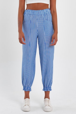 Alexander Gardi Alexandergardı Paçası Büzgülü Jogger Pantolon B23-0065 Beyaz - Mavi