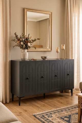 Ka1218a Windo120 Konsol, Kahve Köşesi Ve Tv Sehpası, Çok Amaçlı Dolap Antrasit 120cm