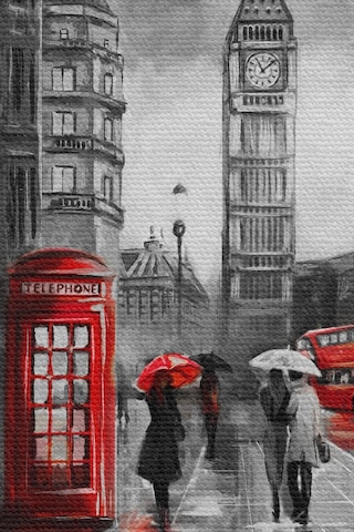 Duvar Örtüsü Londra Da Kış Yağlıboya Görünümlü Kaliteli Kanvas Duvar Halısı-4007