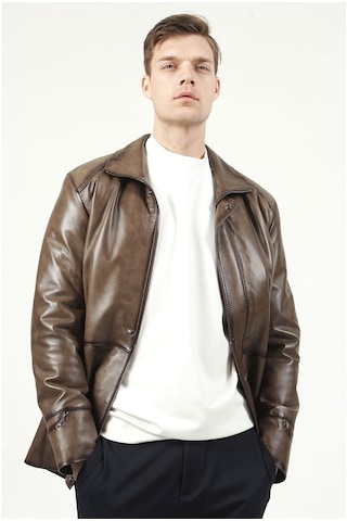 Dericlub E-992 Gerçek Deri Erkek Kaban-Vizon