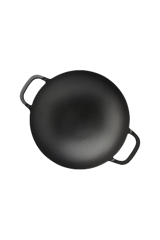 Lava Döküm Wok Tava, Metal Kulplu, 38cm, Siyah Genel