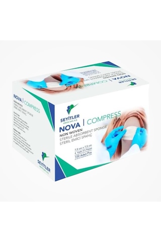 Seyitler Nova Nonwoven Kompres Steril 7,5cm X 7,5cm Spanç 100'lü Kutu - 6 Kutu