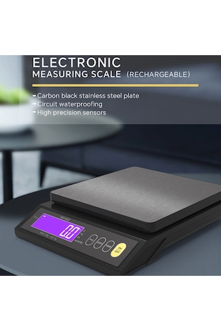 Aubyhe Ip67 Tamamen Su Geçirmez Pişirme Dijital Terazi - Kesin Sayma, Tare, Otomatik Kapatma, Birim Dönüştürme, 10kg/1g, 400mah Li-pil, Abs+paslanmaz Çelik Siyah