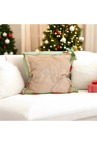 Ponponlu Bağlamalı Kırlent Kılıfı