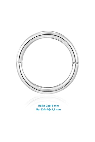 8 Mm Silver Cerrahi Çelik Düz Halka Tragus Piercing Helix Kıkırda Renkli
