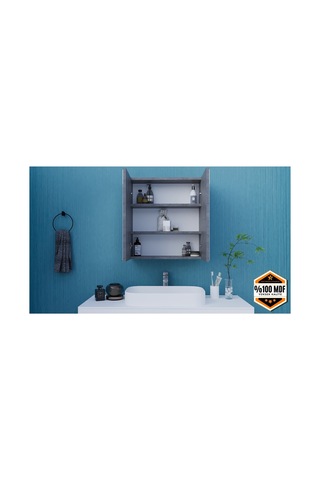 Rafineri 2 Kapaklı Aynalı Banyo Dolabı Mdf Gri