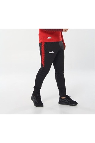 Diadora Ritim - Erkek Likralı Siyah-Kırmızı Eşofman Altı Kırmızı