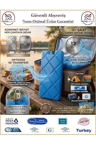 Trendhomm Buz Aküsü - Buz Kaseti - İçleri Erimeye Karşı Özel Sıvı Doludur - 4 Adet