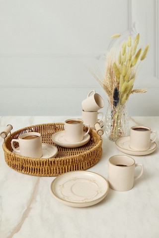 Taupe Bloom Nordic Kahve Takımı 12 Parça 6 Kişilik 22520-28