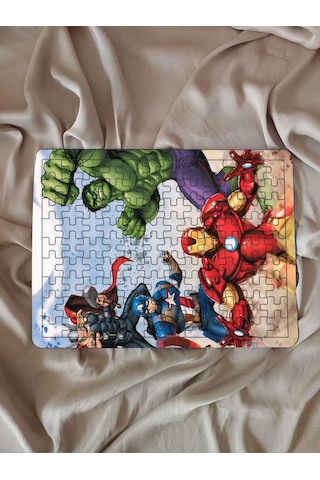 Çocuk Puzzle Ahşap Marvel Süper Kahramanları 3 108 Parça Mobilya