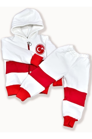 Papatya Silver 925 Ayar Gümüş Pembe Ayaklı Isimli Bebek İğnesi + Türkiye Armalı Kapişonlu Bebek Eşofmanı Altın