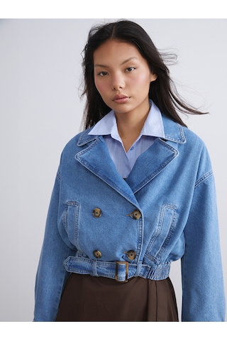 Lcw Modest İndigo Oversize Kadın Jean Ceket Xl-2xl