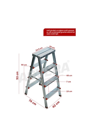 Asvera 4+4 Çift Çıkışlı Profil Merdiven