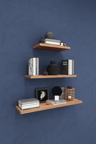 Asra Trend Modern 3'lü Uçan Raf%100 Mdf Çok Amaçlı Duvar Rafı Dekoratif Düzenleyici Kitaplık Seti Drf-02 Petra Diğer