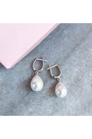 Vaoov 925 Ayar Gümüş Mayorka İnci Küpe