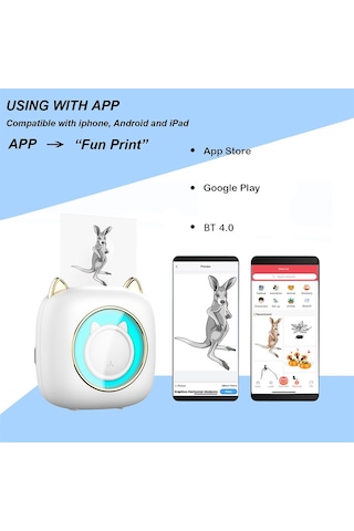 Maiyame Mini Cep Yazıcısı Taşınabilir Termal Yazıcı Kablosuz Bt Bağlantısı 203dpı