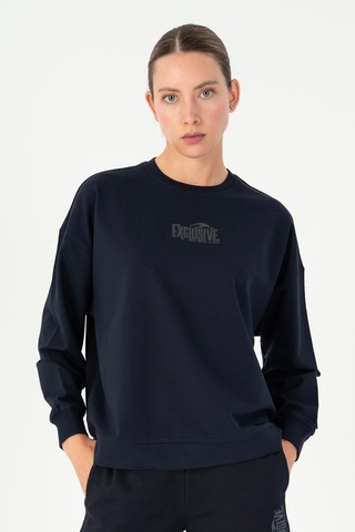 Maraton Oversize Kadın Bisiklet Yaka Açık Lacivert- Sweatshirt Açık Lacivert-