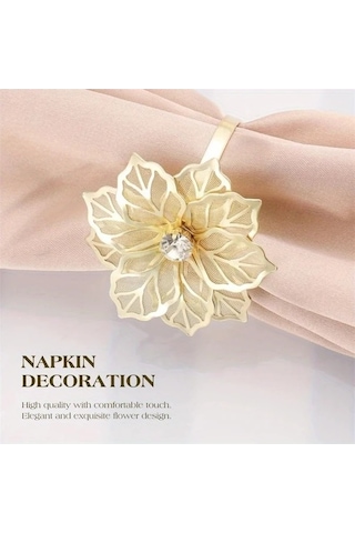 Trendooze Gaojunshop01 2 Adet Gümüş-bronz Peçete Halkası, Düğün Dekoru Pul Çiçek Gümüş