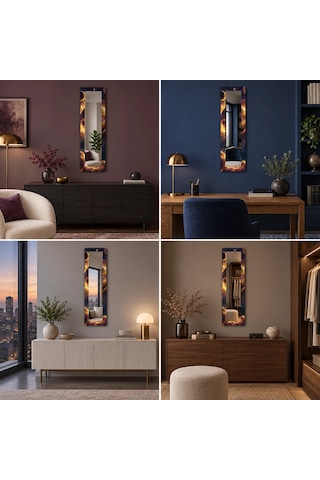 Prizma Dikey Panoramik Aynalı Dekoratif Cam Tablo - 36 X 110 Cm