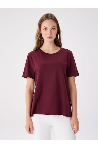Faik Sönmez %100 Pamuk Yuvarlak Yaka T-shirt W27tsh004 Bw27tsh00440 Bordo